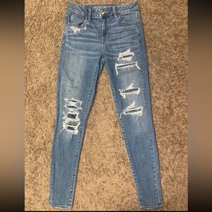 American Eagle Outfitters Light Blue Distressed Skinny Jeans
